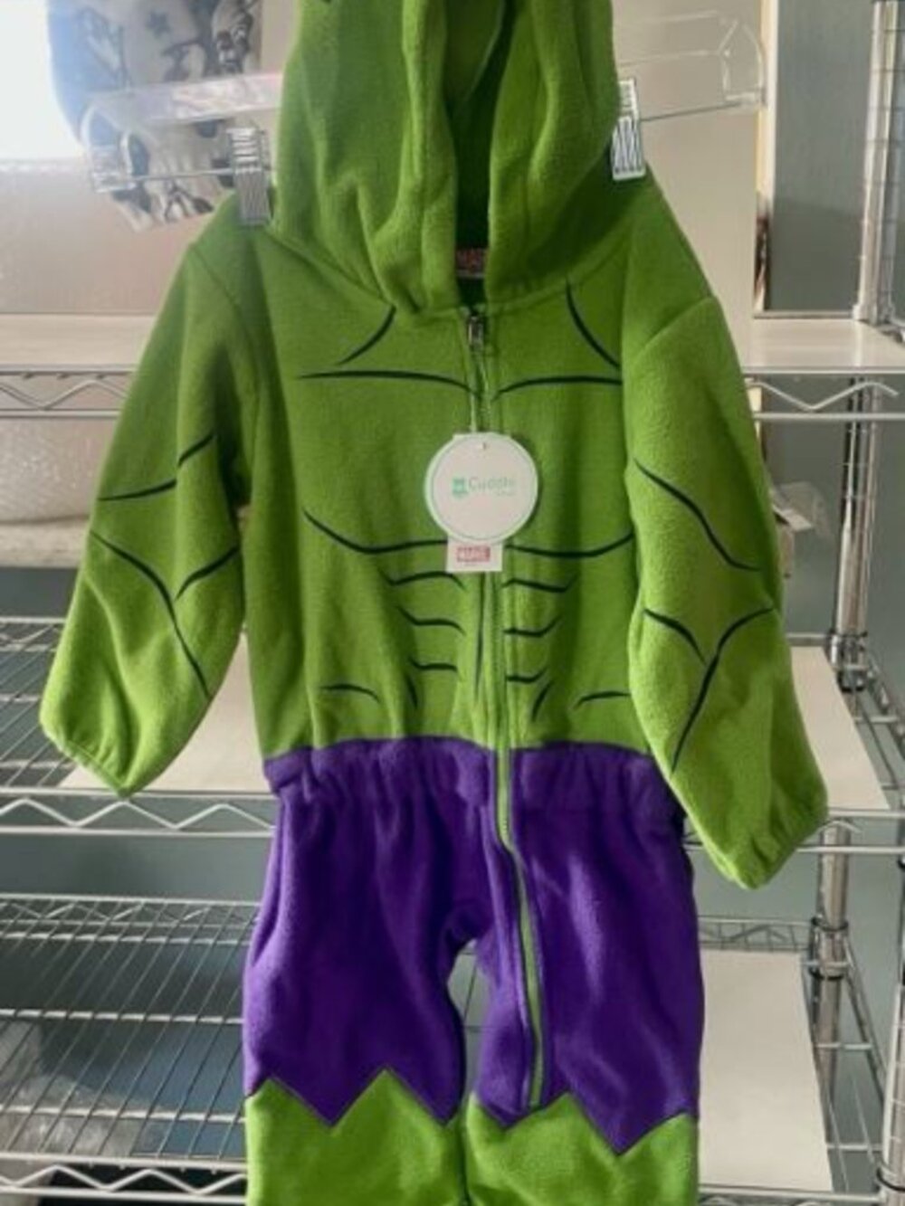 The Hulk baby Fleece Zip Up "Jumpsuit" Avengers Sizes 0-18 months